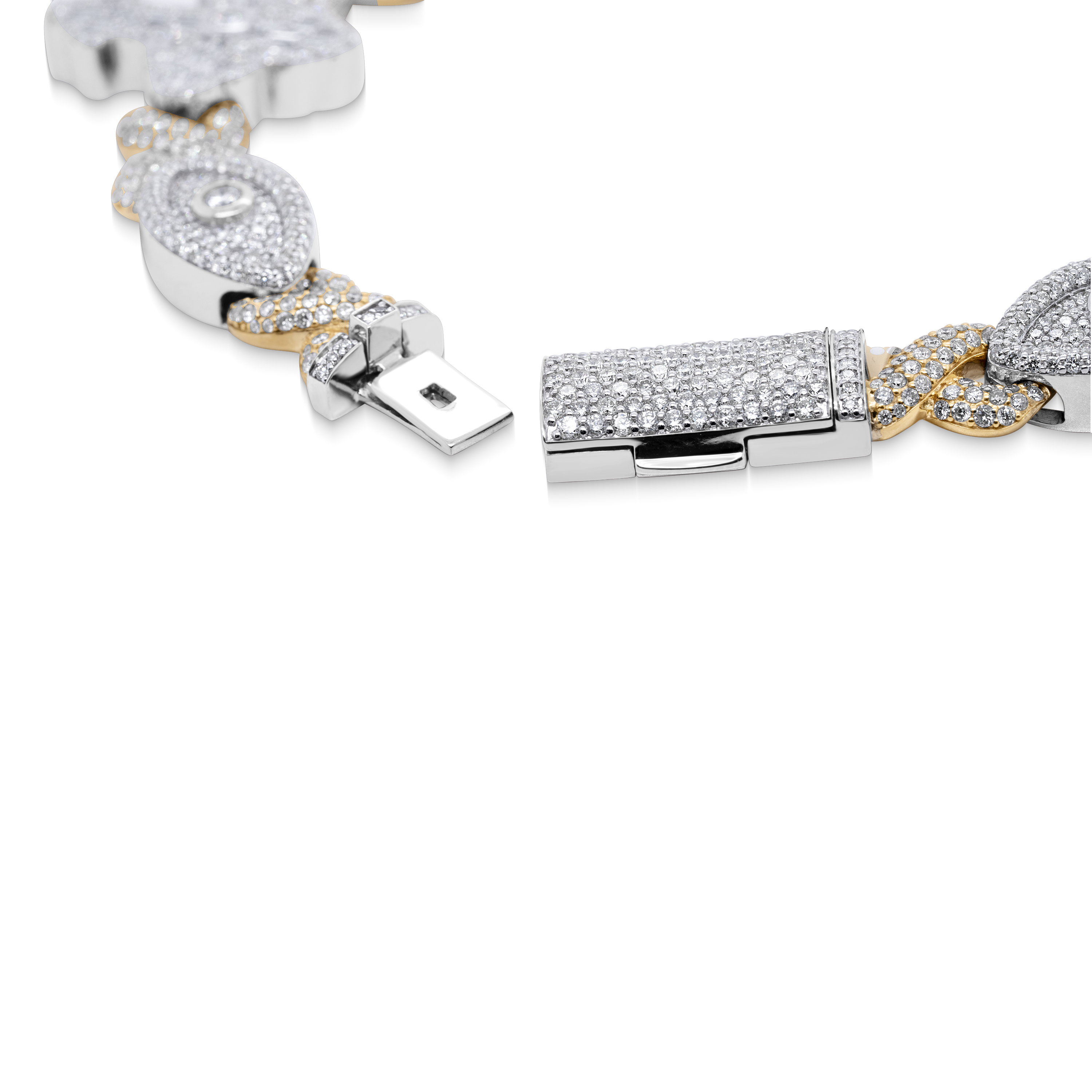 Diamond Bracelet with Cross 11.00 ct. 14K Yellow Gold 8.5 In